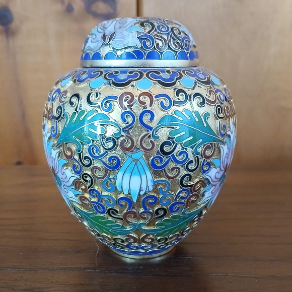 Vintage Chinese Cloisonné Vase Ginger Jar - Picture 5 of 12
